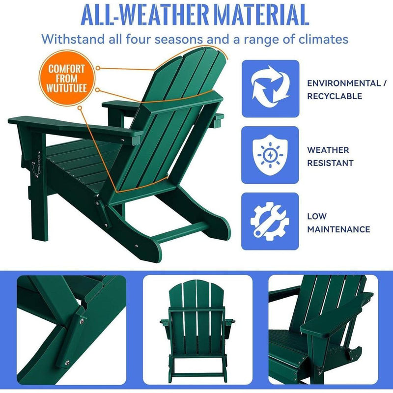 Folding Adirondack Chair, Relaxing Stackable Arm Rest Ergonomic HDPE All-Weather Adirondack Chair