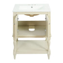 Modern Bathroom Vanity With Sink, Rectangular Cabinet With Open Shelf And Closed Storage