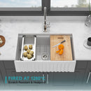 Workstation Single Bowl Apron Front Kitchen Sink - White by HouseOfZazla