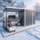 Lean To Shed With Open Sided Pergola, Outdoor Storage Shed & Attached Hardtop Gazebo Combo - Gray by HouseOfZazla
