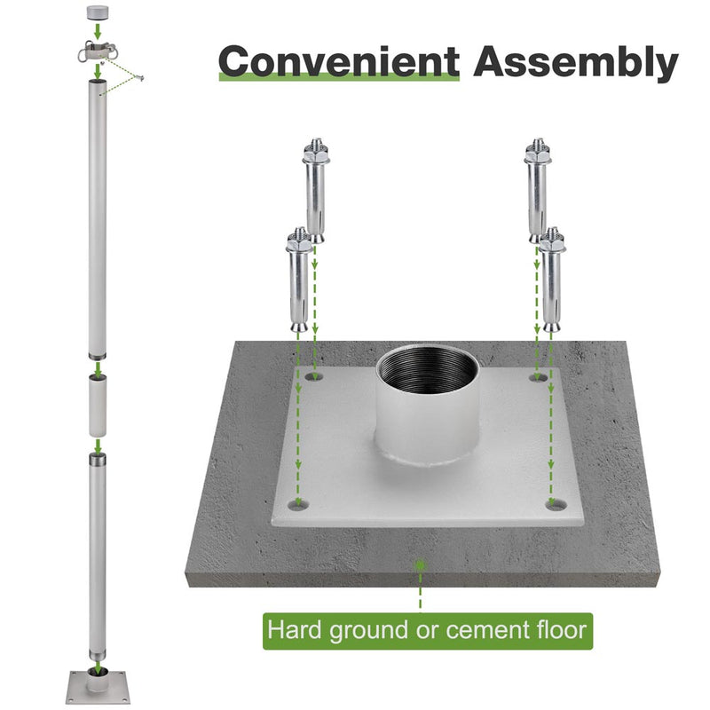 Yescom Shade Sail Posts (Pole, Base, Extension, D-Ring Clamp)