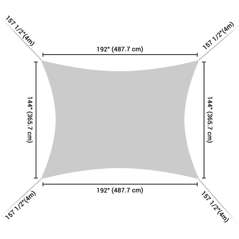 Yescom Patio Rectangle Sun Sail Shade Canopy 16ftx12ft