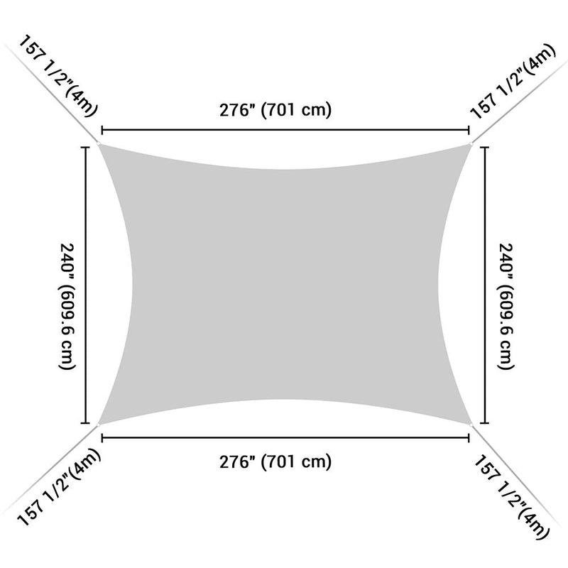 Yescom Patio Rectangle Sun Sail Shade Canopy 20ftx23ft