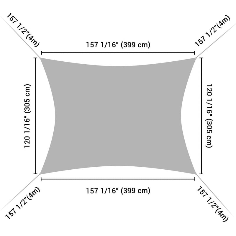 Yescom 10x13ft Water Resist Patio Sail Shade Rectangle Canopy