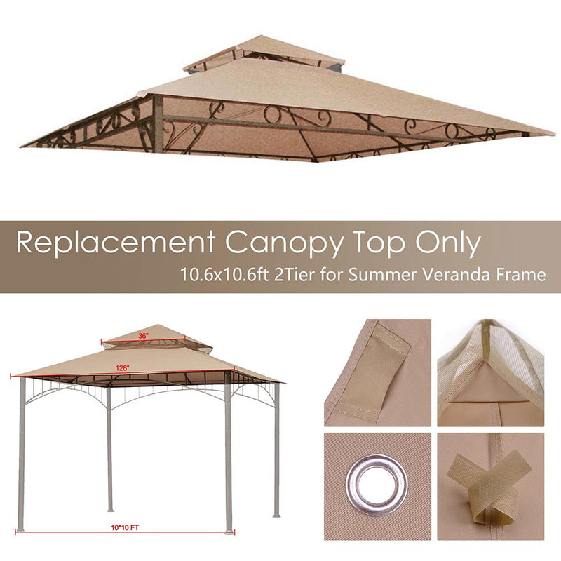 Yescom 10' x 10' Tan Canopy Replacement Top for Gazebo