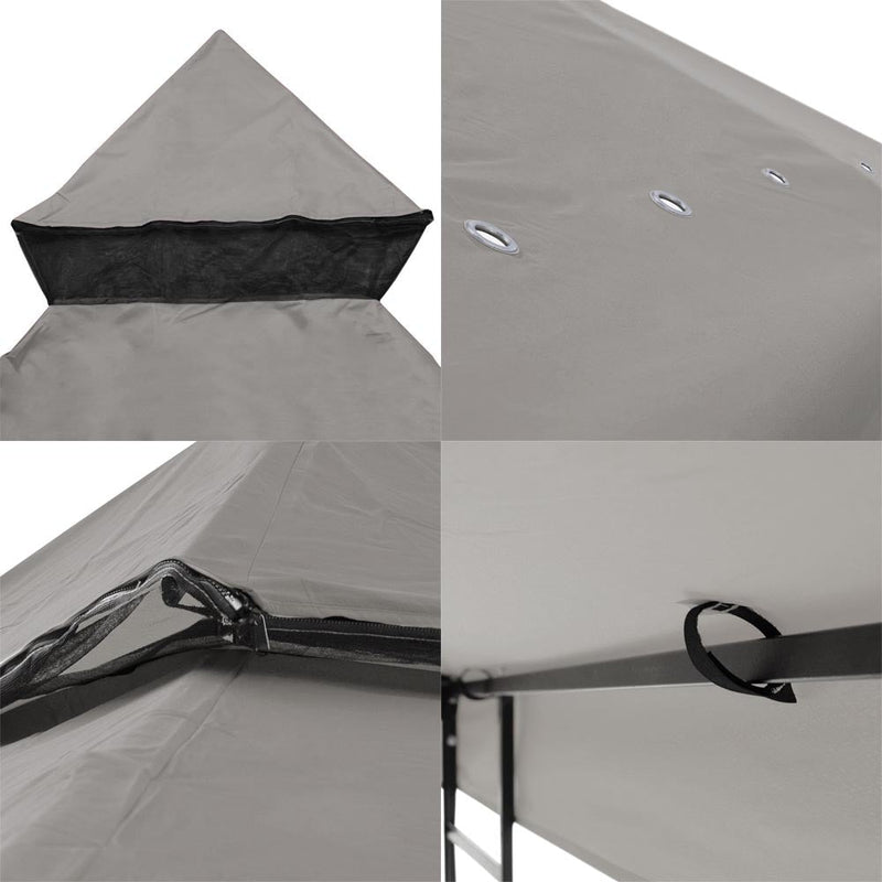 Yescom 8' x 8' Gray Gazebo Canopy Replacement Top 2-Tier