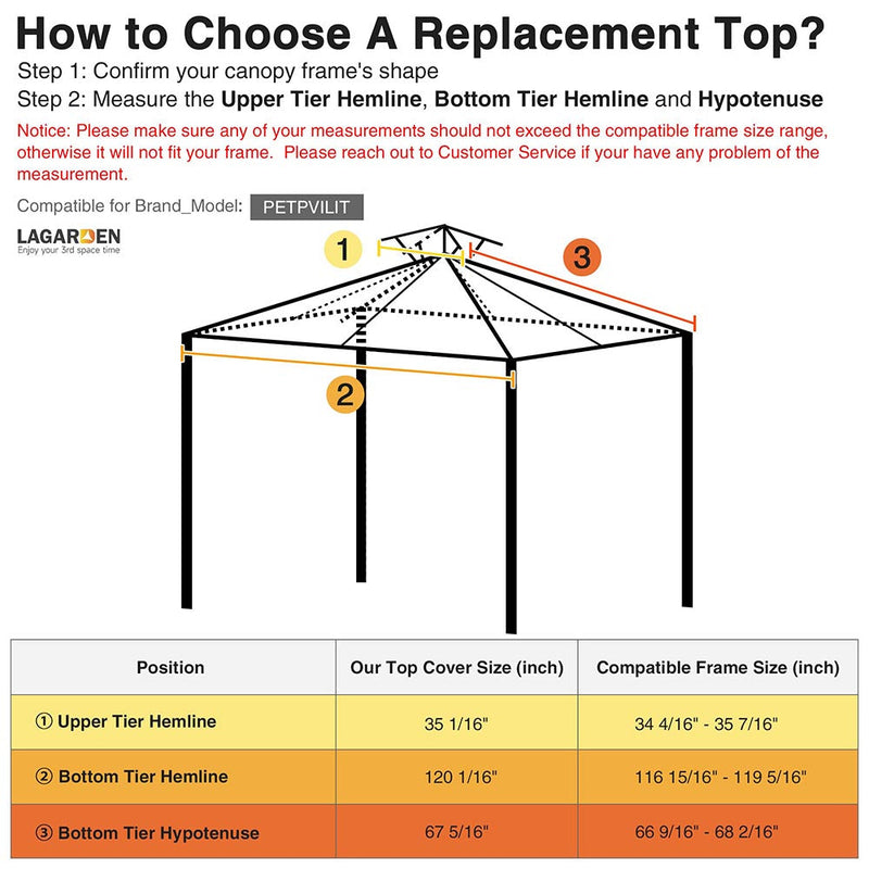 Yescom Petpvilit Canopy Replacement Top 2-Tier 10x10