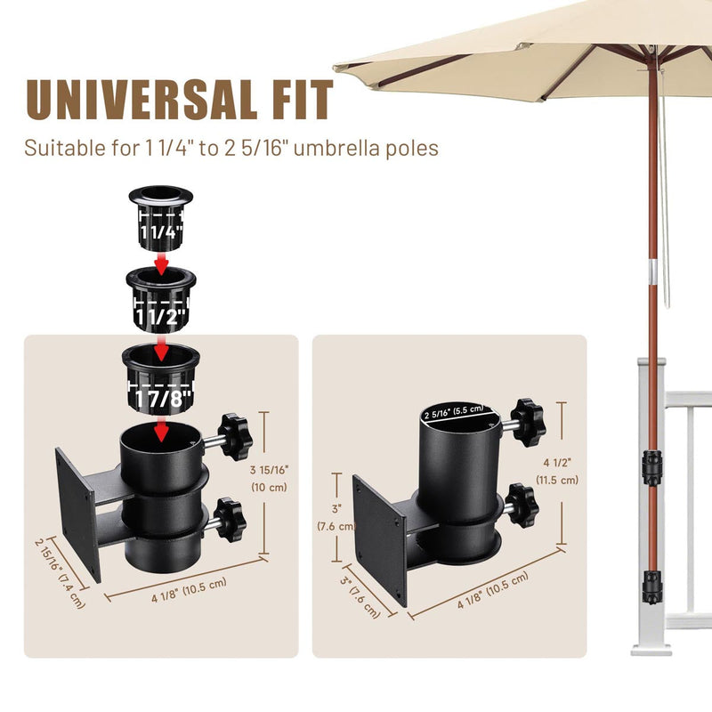 Yescom Patio Umbrella Mounting Brackets for Deck Railing (D2 5/16")