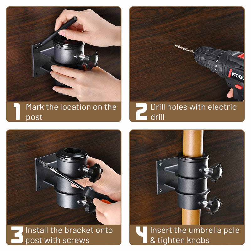 Yescom Patio Umbrella Mounting Brackets for Deck Railing (D2 5/16")