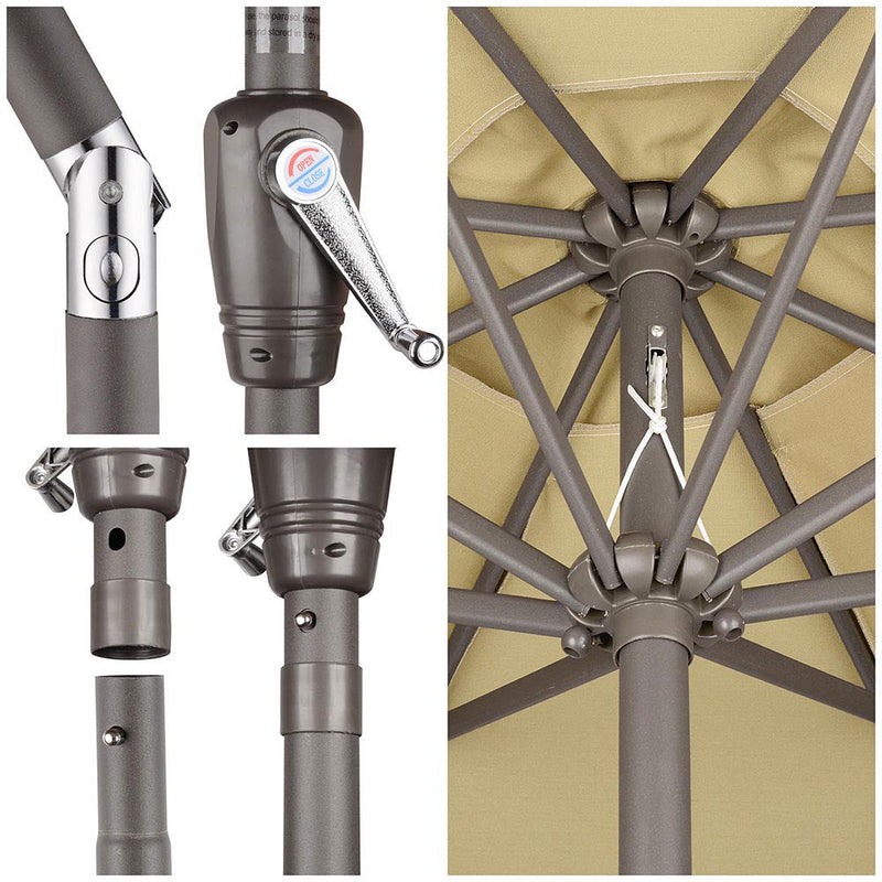 Yescom 9ft 8-Rib Patio Tilt Market Umbrella w/ 200gsm Canopy