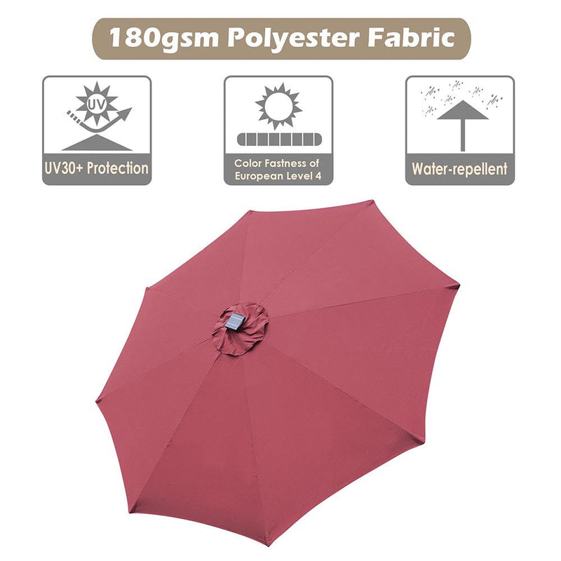 Yescom Solar Patio Umbrella w/ Lights Tilt Parasol Umbrella 9 ft 8-Rib