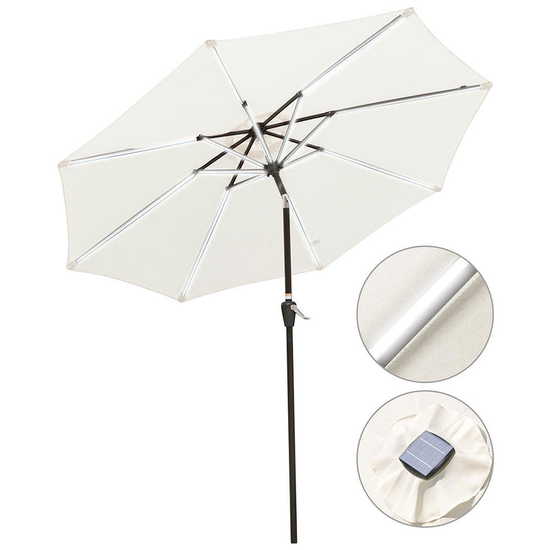 Yescom Solar Patio Umbrella w/ Lights Tilt Parasol Umbrella 9 ft 8-Rib