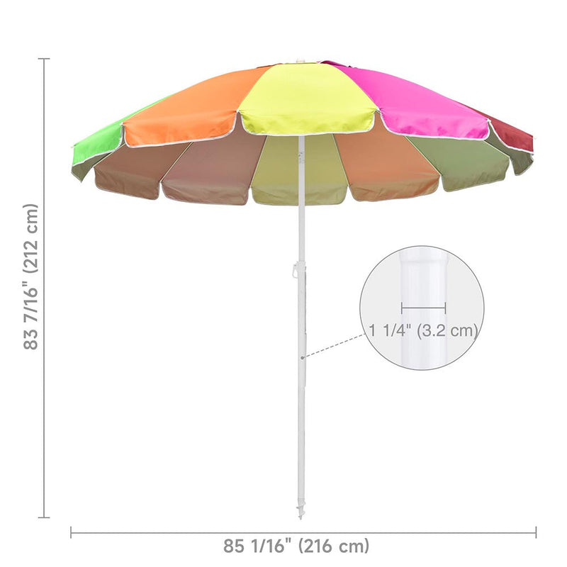 Yescom Rainbow Beach Umbrella Tilt 8 ft 12-rib w/ Anchor