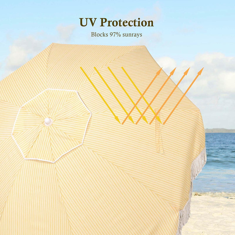 Yescom 6ft Fringe Patio Beach Umbrella with Weighted Base