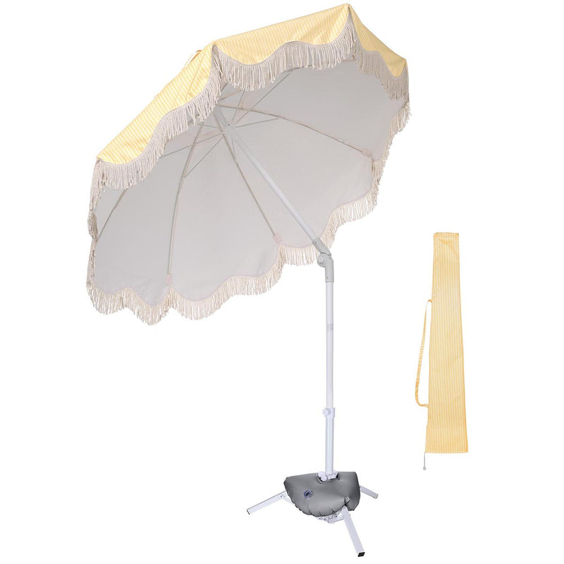 Yescom 6ft Fringe Patio Beach Umbrella with Weighted Base