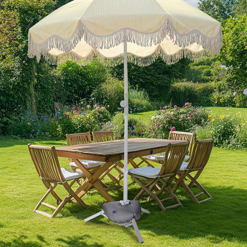 Yescom 6ft Fringe Patio Beach Umbrella with Weighted Base