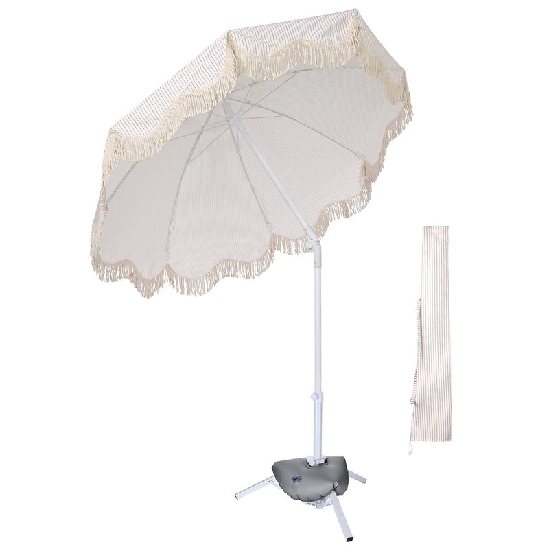 Yescom 6ft Fringe Patio Beach Umbrella with Weighted Base
