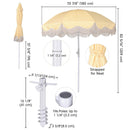 Yescom 6ft Fringe Patio Beach Umbrella with Corkscrew Anchor