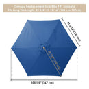 Yescom 9' 6-Rib Outdoor Patio Umbrella Replacement Canopy Multiple Colors