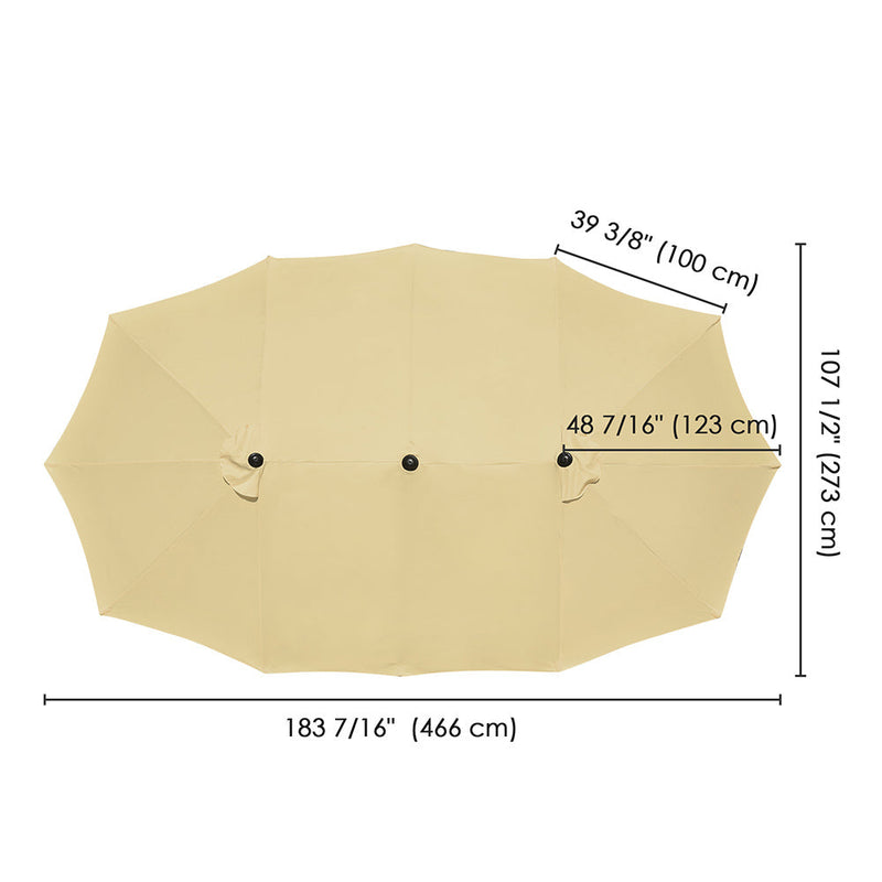 Yescom Umbrella Replacement Canopy 15x9ft 12-Rib Rectangle