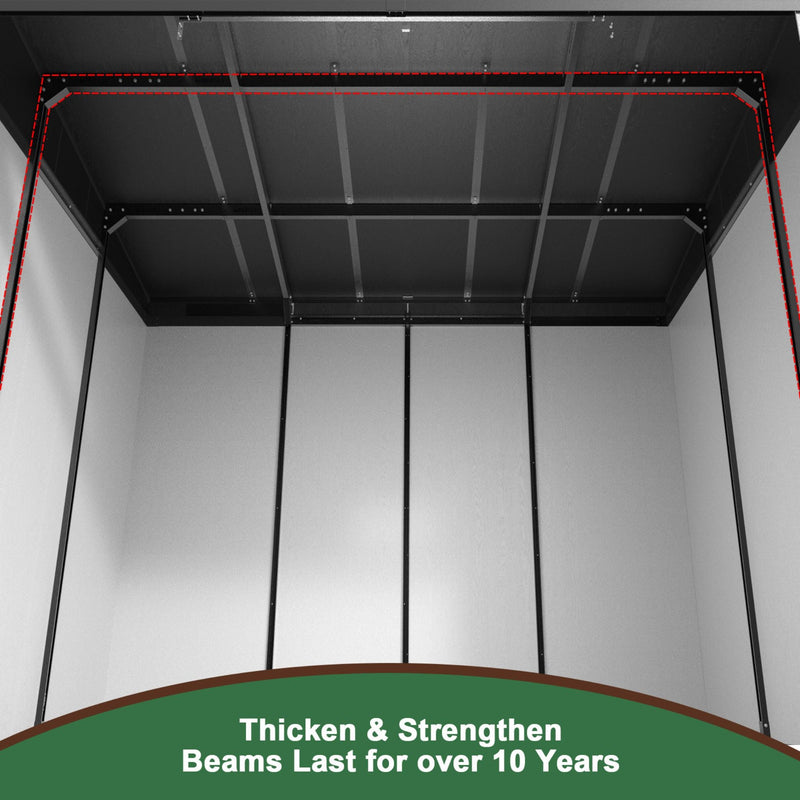 [07X10FT] Heavy Duty Weather-Resistant Polypropylene Storage Shed With Floor And Reinforced Steel Frame (SAK67455)