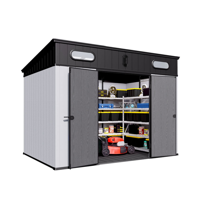 [07X10FT] Heavy Duty Weather-Resistant Polypropylene Storage Shed With Floor And Reinforced Steel Frame (SAK67455)