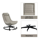 Piran - Twilight Top Grain Leather Accent Chair And Ottoman With Swivel - Gray by HouseOfZazla