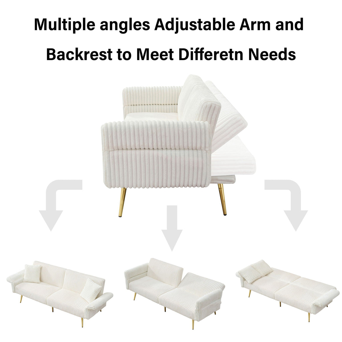 Luxury Foldable Double Sofa Bed With Folding Armrests, photo 6 of 33