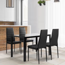5 Pieces Dining Table Set For 4, Kitchen Room Tempered Glass Dining Table, 4 Faux Leather Chairs - Black by HouseOfZazla