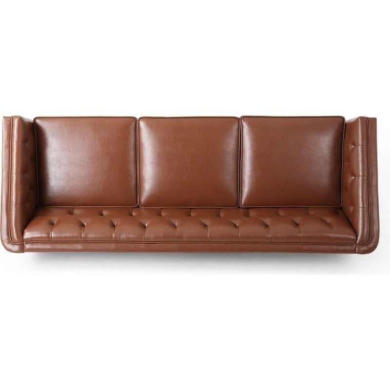 81" PU Sofa,Tufted Back,Solid Wood legs,Living Room and Study