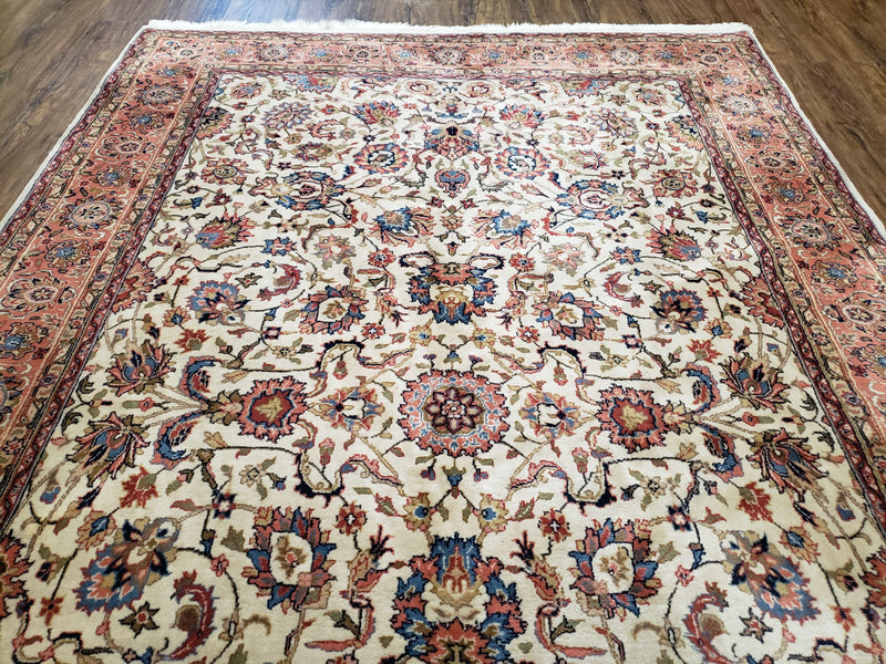 6x9 Top Quality Handmade Wool Area Rug Floral Allover Carpet Veg Dyes Beige