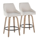 Hannah - Transitional Fixed Height Counter Stool With Swivel With Round Footrest (Set of 2) by HouseOfZazla