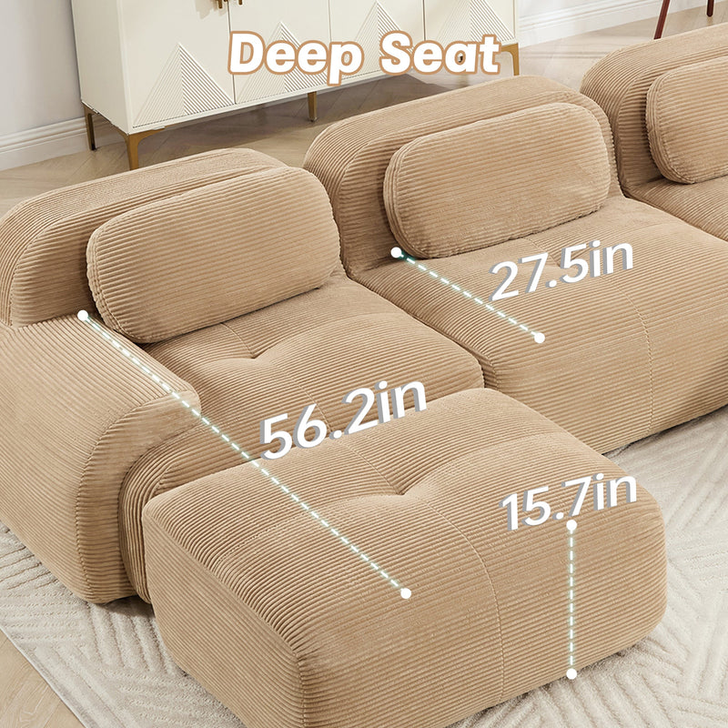 Three-Seat Modular Sofa With 3 Ottomans – Camel, photo 5 of 10