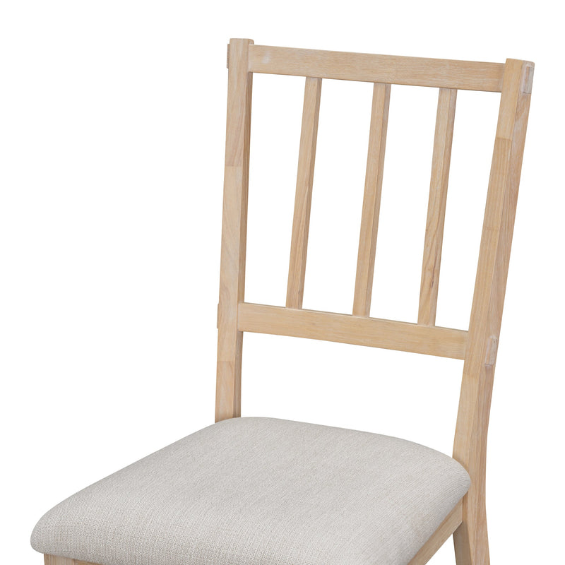 5-Piece Dining Table Set, 44" Round Dining Table with Curved Bench & Side Chairs for 4-5 People for Dining Room and Kitchen (Natural Wood Wash)