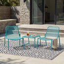Kincaid Outdoor 3-Piece Conversation Set with Iron Frame - Teal by HouseOfZazla