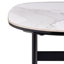 Modern Rectangular Rock Plate Coffee Table Open Space Design Golden Metal Frame Minimalist Living Room Center Table For Lounge Office - Black White by Unique Piece Furniture