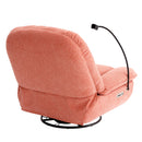 270 Degree Swivel Power Recliner with Voice Control, Bluetooth Music Player,USB Ports, Atmosphere Lamp, Hidden Arm Storage and Mobile Phone Holder for Living Room, Bedroom, Apartment, Red