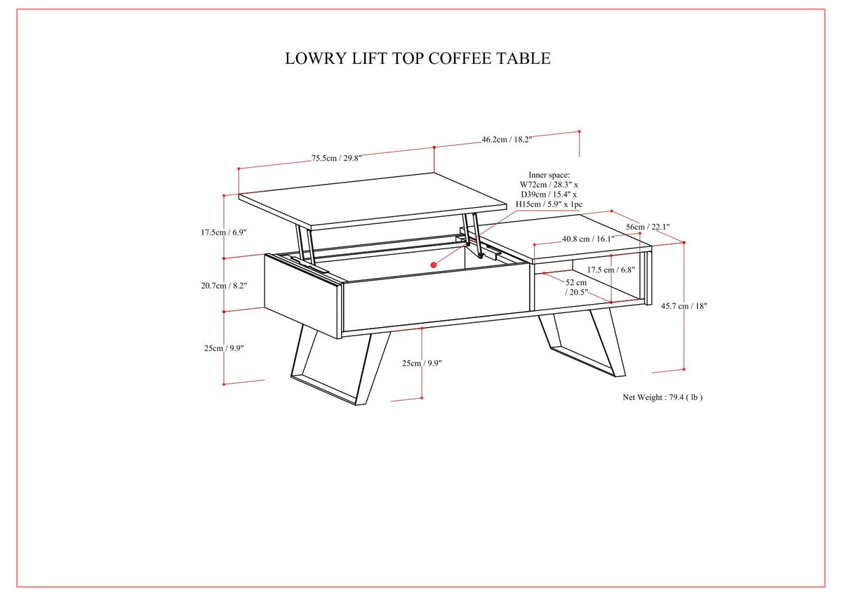 Lowry - Lift Top Coffee Table - Distressed Charcoal Brown, photo 3 of 11