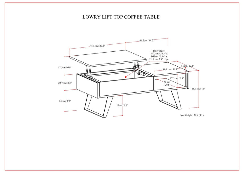 Lowry - Lift Top Coffee Table - Distressed Charcoal Brown, photo 3 of 11