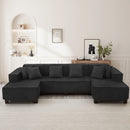 U-Shaped Sectional Sofa With RGB LED Light Strip And 6 Pillows by HouseOfZazla