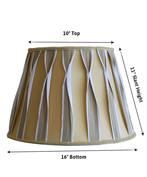 16"W x 11"H Beige/White Pinched Pleat Shantung Lampshade, photo 2 of 4
