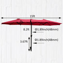 15Ftx9FtDouble-Sided Patio Umbrella Outdoor Market Table Garden Extra Large Waterproof Twin Umbrellas with Crank and Wind Vents for Garden Deck Backyard Pool Shade Outside Deck Swimming Pool