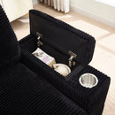 Convertible Sectional Sofa Bed Set With Armrest Storage, Cup Holder, USB - Black by HouseOfZazla