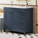 Bathroom Vanity With Ceramic Sink Combo, Abundant Storage Cabinet 2 Soft Close Doors And 5 Drawers by HouseOfZazla