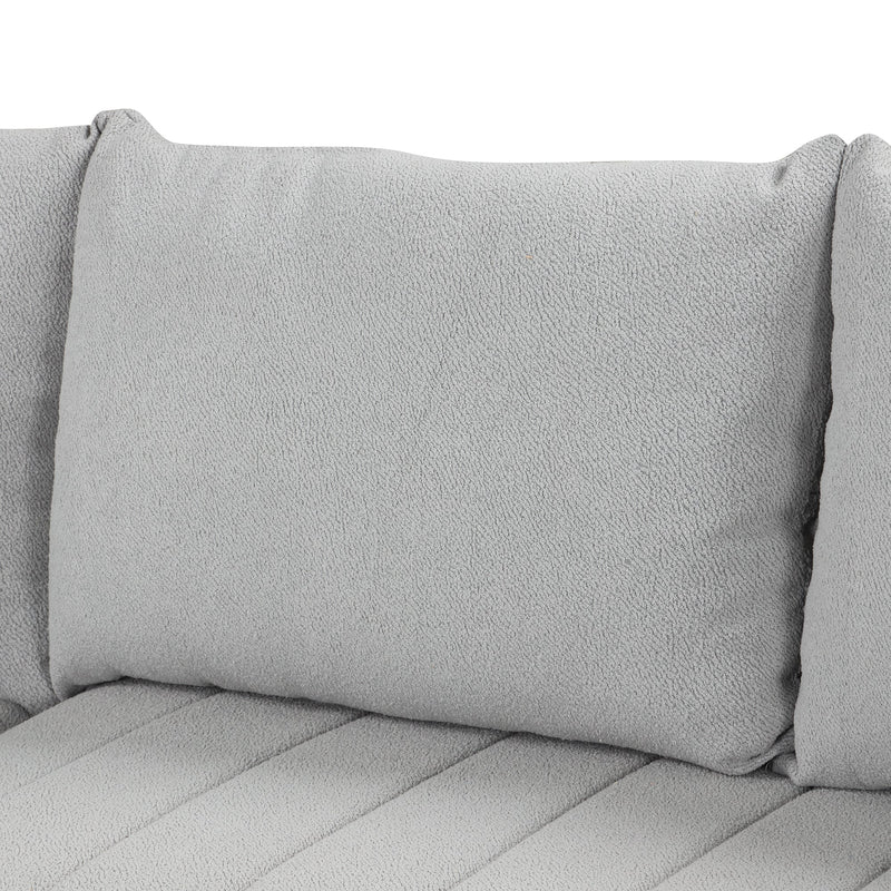 82.6" L-shaped Sectional Pull Out Sofa Bed Sleeper Sofa with Two USB Ports, Two Power Sockets and a Movable Storage Ottoman, Gray