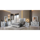 Moon - Marble Nightstand With LED - White