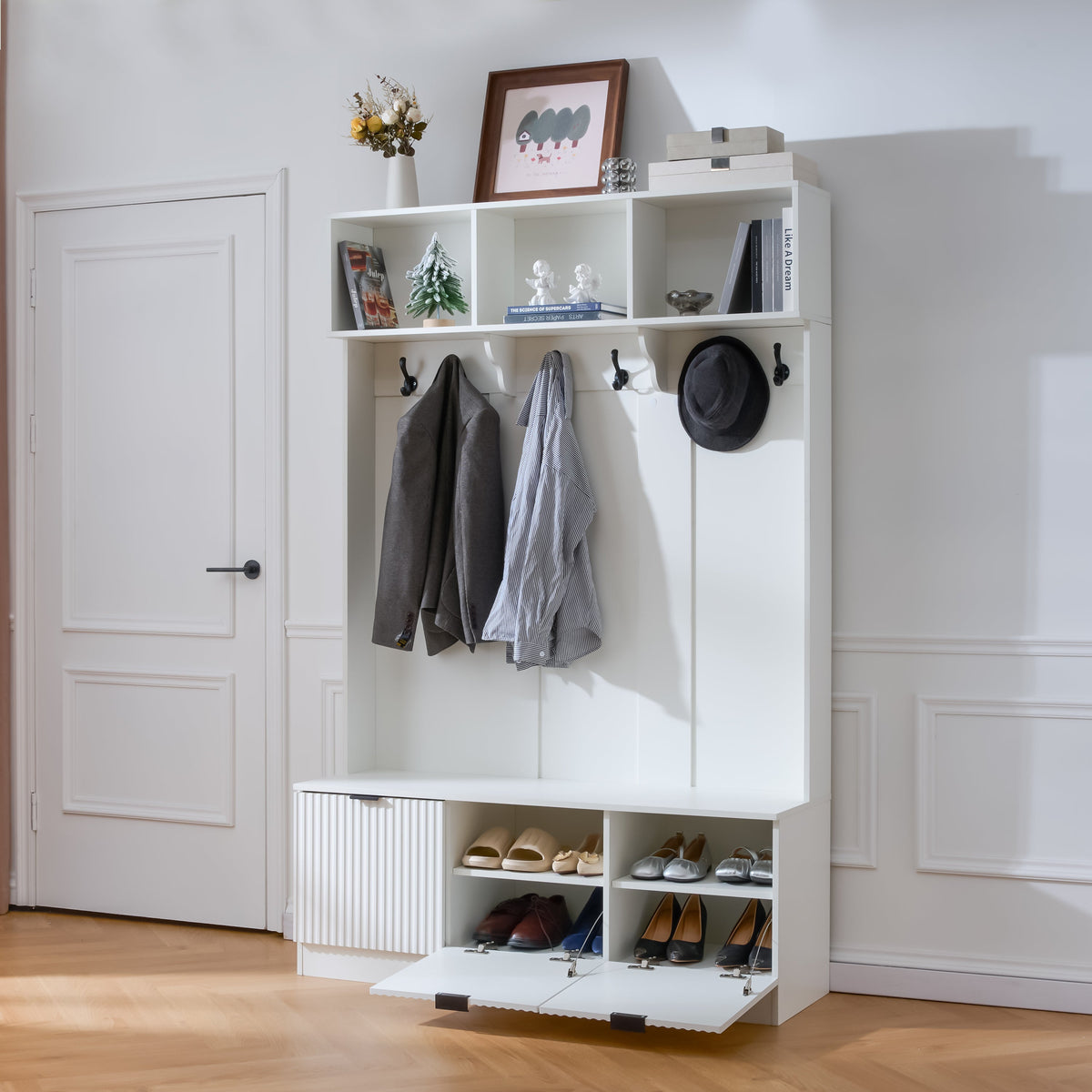 49.6" 5-in-1 Hall Tree with Bench, Shoe Storage & Cabinets, photo 3 of 10