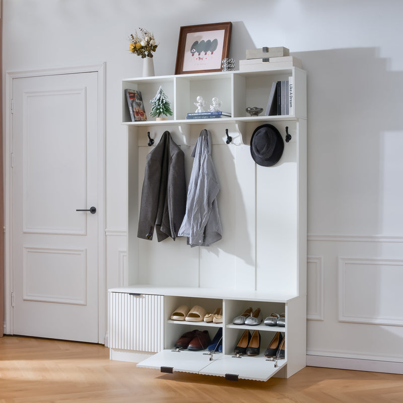 49.6" 5-in-1 Hall Tree with Bench, Shoe Storage & Cabinets, photo 3 of 10