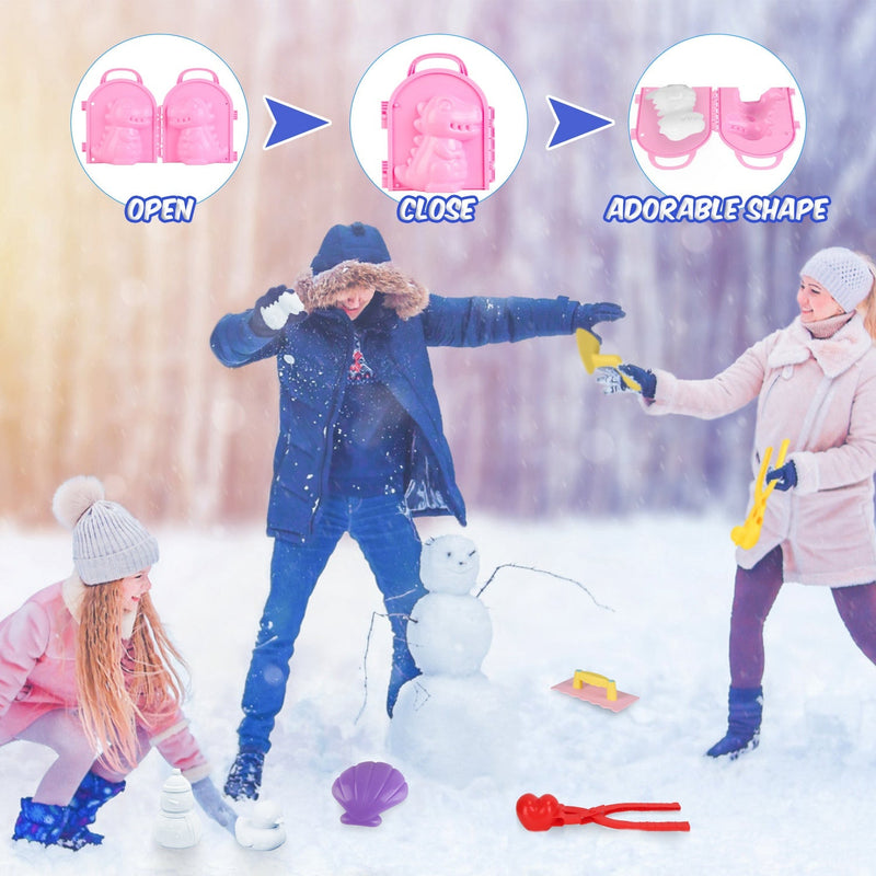 15Pcs Winter Snowball Tool Kit Kids Snow Molds Outdoor Snow Beach Toys for Kids Toddlers Adults Snowman Snowflake Duck Dinosaur, photo 3 of 14