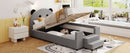 Upholstered Daybed With Bear Shaped Headboard, Hydraulic System And Breathable Fence
